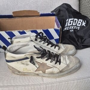 Golden Goose Cream and Brown Midstar Sneakers